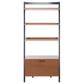 Lucia 3 Shelf 1 Door Etagere/Bookcase Natural/ Charcoal