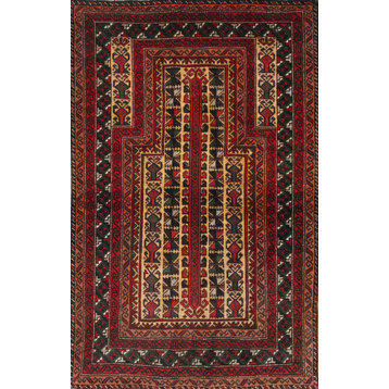 Pasargad Home Antique Balouch Camel Lamb's Wool Area Rug, 2'11"x4'9"