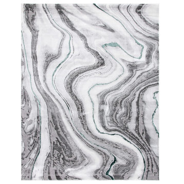 Modern Area Rug, Machine Woven With Unique Abstract Pattern, Grey/Green