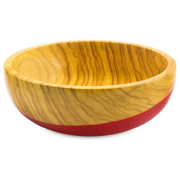 Novica Spicy Red Large Wood Bowl