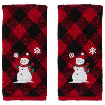 SKL Home Snowman Hand Towel, 2-Pack, Red/black