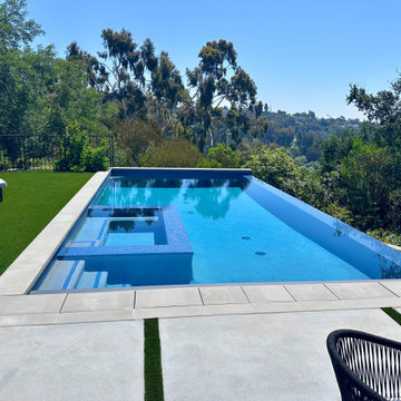 Pacific Palisades Infinity edge pool and spa with atomatic cover