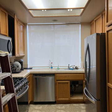 Light Shades Installed on Stairway & Kitchen Windows