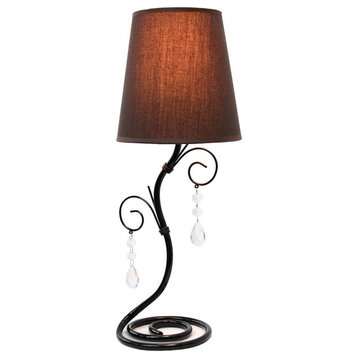 Simple Designs Twisted Vine Table Lamp With Fabric Shade and Hanging Crystals