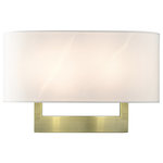 Livex Lighting - Livex Lighting Wall Sconces 2-Light Antique Brass Large Sconce - Raise the style bar with a designer large ADA sconce in a handsome and versatile contemporary manner. This two light wall sconce comes in an antique brass finish with a rectangular off-white fabric hardback shade.