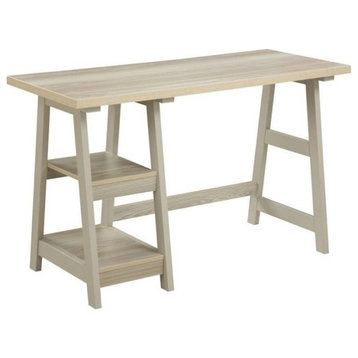 Convenience Concepts Designs2Go Trestle Desk in Weathered White Wood Finish
