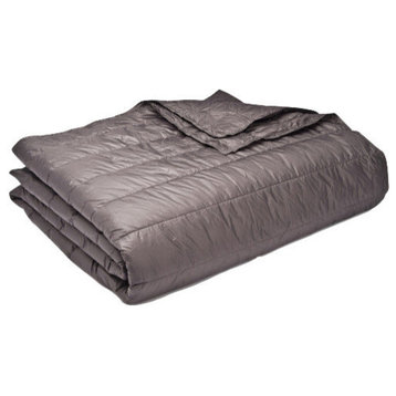 PUFF Packable Down Alternative Indoor/Outdoor Water Resistant Blanket , Pewter