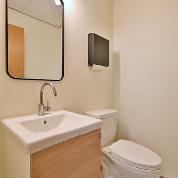 Mid-Century Modern Powder Room With Custom Vanity