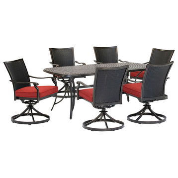 Traditions 7-Piece Dining Set, Red, Cast-Top Table