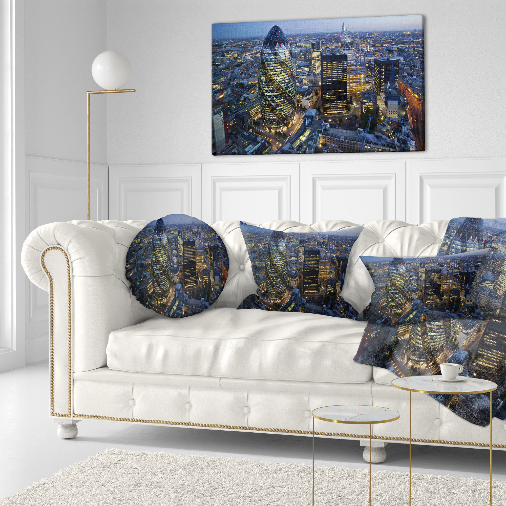 London Skyline at Sunset Cityscape Throw Pillow, 12"x20" - Contemporary ...