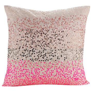Pink Throw Pillows On Bed Art Silk 20"x20" Ombre, The Faraway Land