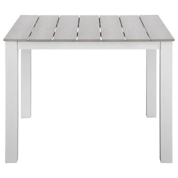Modway Maine 39.5" Aluminum Patio Dining Table in White/Light Gray