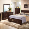 Louis Philippe Cappuccino King Storage Wood Panel Bed