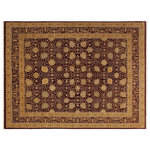 Bareens Designer Rugs - Turkish Knotted Istanbul Marlene Red/Gold Wool Rug - 8'5'' x 10'4'' - Designed with a mesmerizing intricate traditional motif this glorious hand knotted rug is a masterpiece that will fill any space with sophistication and grace. An exhilarating color pallet with an elaborate design, this masterpiece features luxurious hand spun wool with all vegetable dyes to add comfort and style to your decor. The design, color and beautiful chromatic composition with a sheen in traditional and transitional designs, exude beauty, elegance and quality make this rug a masterpiece of its own.