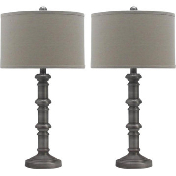 Metal Stacked Candlestick Table Lamps (Set of 2) - Antique Silver