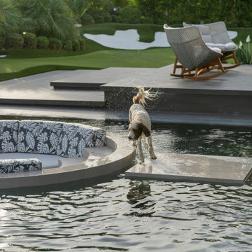 Serenity Indian Wells luxury modern desert home backyard golf course and swimmin