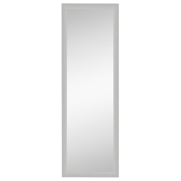 Low Luster Silver Non-Beveled Wood Full Length On the Door Mirror 16.5x50.5 in.