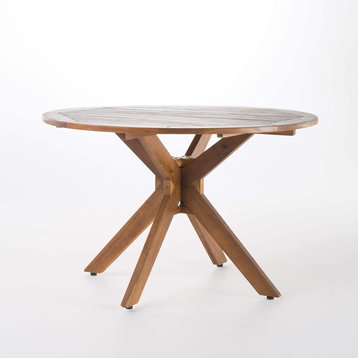 Modern Outdoor Acacia Wood Round Dining Table