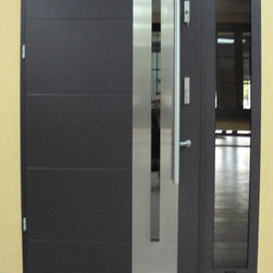 Modern Front Stainless Steel Entry Door. Hurricane impact entry door - Front Doors