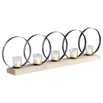 Raw Iron and Natural Wood Ohhh Five Candle Candleholder