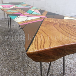 Geometric Painted Live Edge Coffee Table - Coffee Tables
