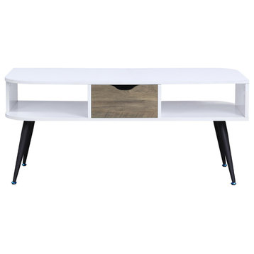 Coffee Table, White and Black Finish