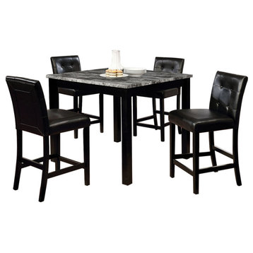 5 Piece Dining Set, Gray and Black Finish