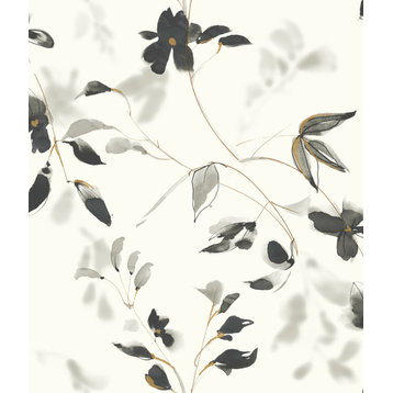 York Peel and Stick Wallpaper Linden Flower Black PSW1103RL Simply Candice
