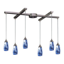 Elk Lighting - EL-110-6MT Milan 6-Light Pendant in Satin Nickel and Mountain Glass - Pendant Lighting