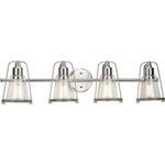 Progress Lighting - Conway 4-Light Brushed Nickel Clear Seeded Glass Farmhouse Bath Vanity Light - Mix old and new for charming character with the Conway Collection 4-Light Brushed Nickel Clear Seeded Farmhouse Bath Vanity Light.