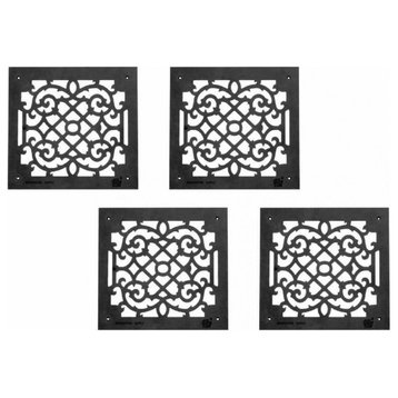 4 Pack Air Vent Floor Cover Grille With Rose Thorne Design 13.8" H x 15.8" W