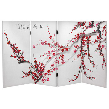3' Tall Double Sided Plum Blossom Canvas Room Divider