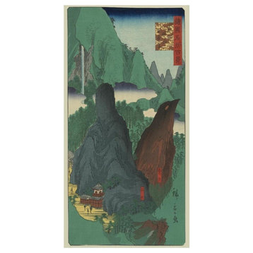 "Nihon Temple on Mount Yokogiri at Boshu, 1859" Paper Art, 14"x20"