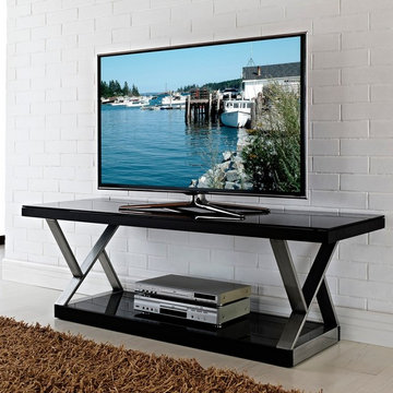 Walker Edison | Walker Edison Double-X 60" TV Stand Brushed Black and Silver