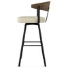 Amisco Quinton Counter and Bar Stool, Cream Boucle Polyester / Brown Wood / Black Metal, Counter Height