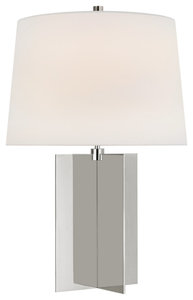 Costes Medium Table Lamp in Polished Nickel with Linen Shade