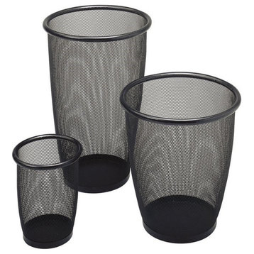 Safco Onyx Mesh Medium Round Wastebasket (Set of 3)