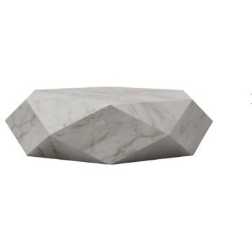 Geometric Marble Coffee Table, White Marble