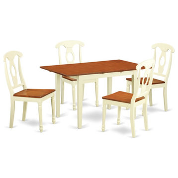 5-Piece Table and Chair Set For 4, Table and 4 Chairs, Buttermilk/Cherry