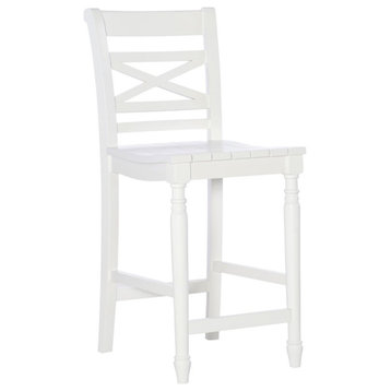 Home Square 24.25" Wood Counter Stool in White Finish - Set of 3