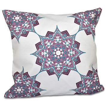 Rhapsody, Geometric Outdoor Pillow, Purple, 18"x18"