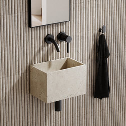 Crema Marfil Marble Tucci Wall Hung Basin 300mm - Bathroom Sinks
