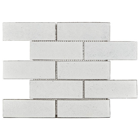 Lorca 11.18x9.84, White Subway Lava Stone Mosaic Floor/Wall Tile, Box of 9