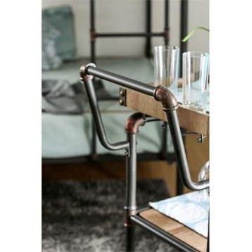 Bowery Hill Industrial Bar Cart in Antique Black