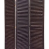 3 Panel Foldable Wooden Shutter Screen With Straight Legs, Black