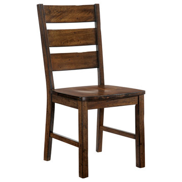 Benzara BM183653 Wooden Side Chair With Block Legs, Brown, Pack of Two