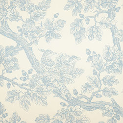 Acorn & Oakleaf Toile: Light Blue - Wallpaper