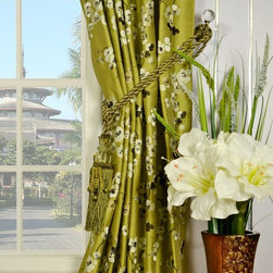Halo Embroidered Four-leaf Clovers Concealed Tab Top Dupioni Silk Curtains 4 Col - Curtains