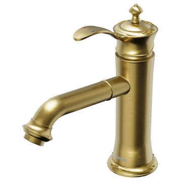 Karran 1-Handle 1-Hole Bathroom Faucet With Pop-up Drain, Brushed Gold