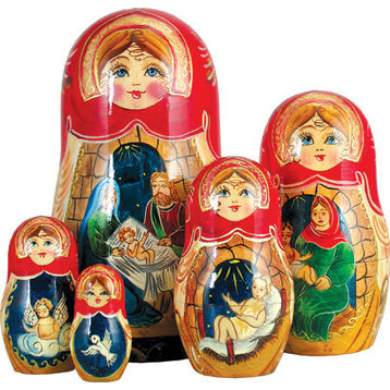 Russian 5 Piece Nativity Story Nested Doll Set
